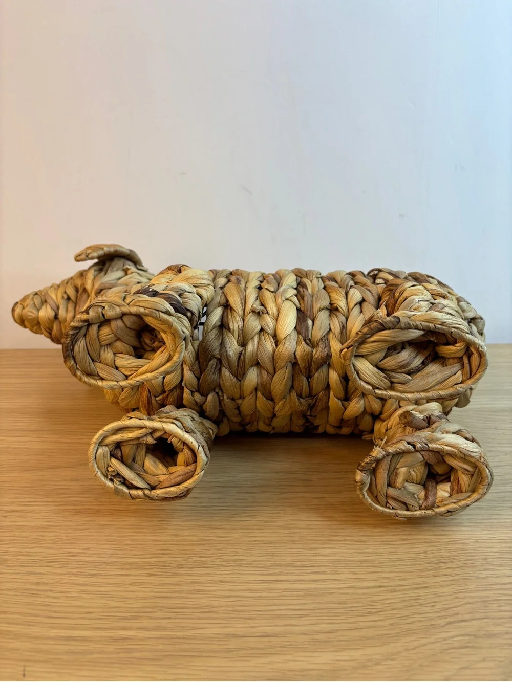 Doxy Dachshund Woven Hyacinth Grass Basket Planter / Storage